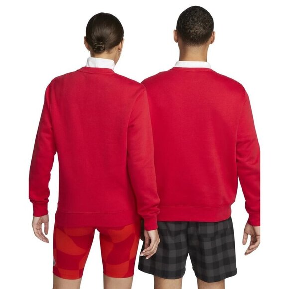 Nike Mens Sportswear Club Fleece Crew Sweatshirt Red Size Small Pullover - Picture 3 of 8